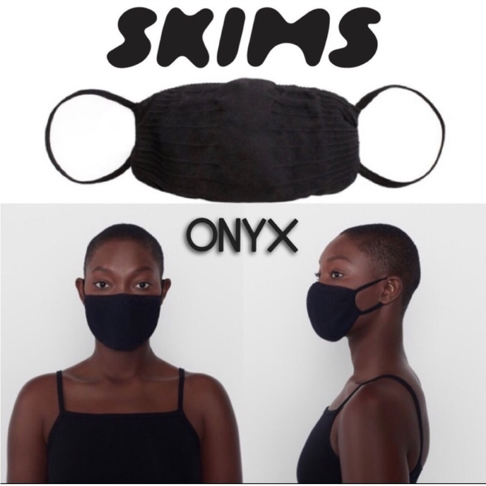 😷 SKIMS Women’s Onyx/Black Fabric Face Mask - One Size New/No Tag or Packaging